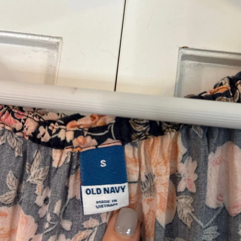 Old Navy floral waist defined smocked puff sleeve midi dress small - Image 6