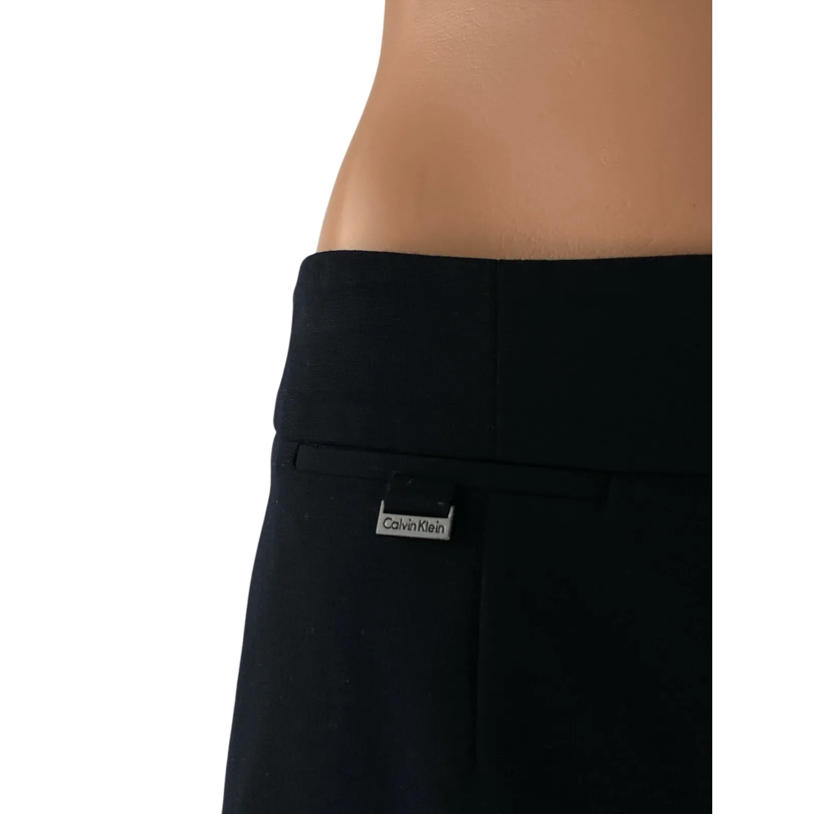 Calvin Klein Women's Black Zipper Fitted Knee-Length Straight Pencil Skirt Sz 4 - Image 2