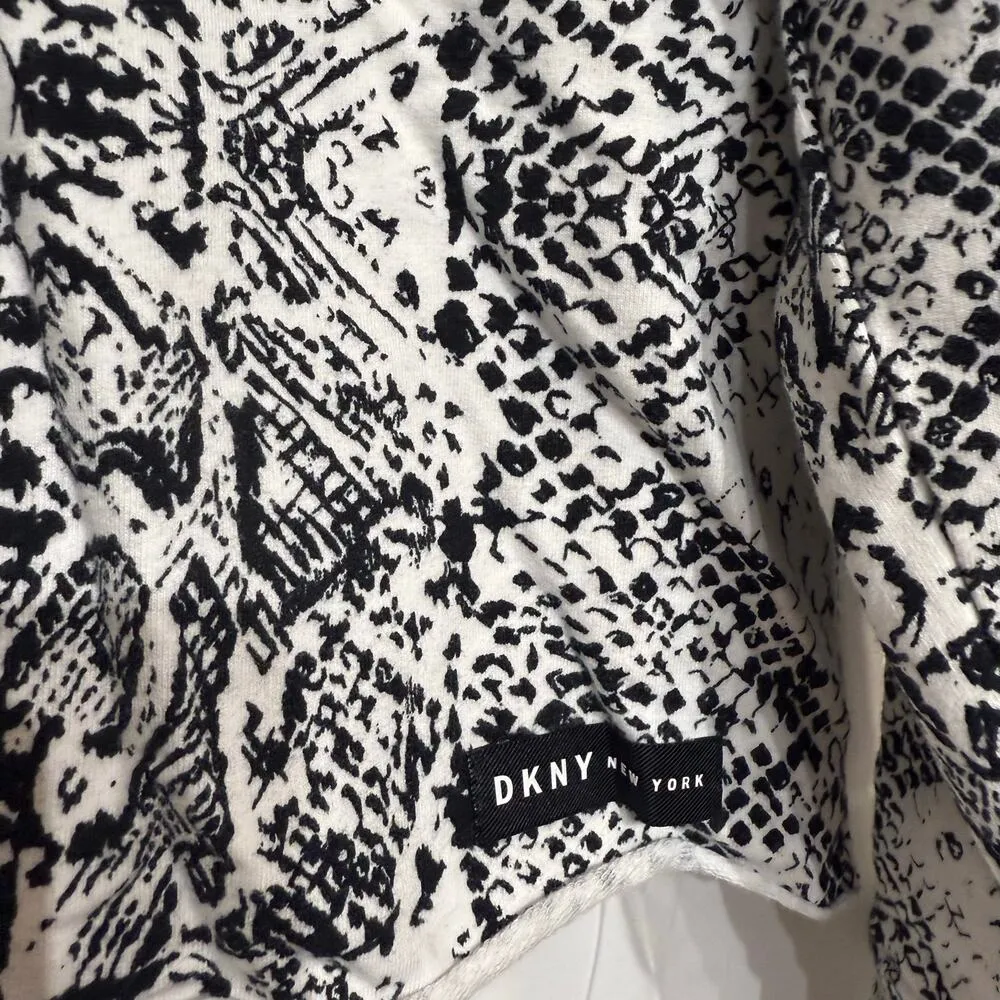 DKNY Sport Black Snake Print Hooded Crop Sweater Sz M White Size M - Image 5