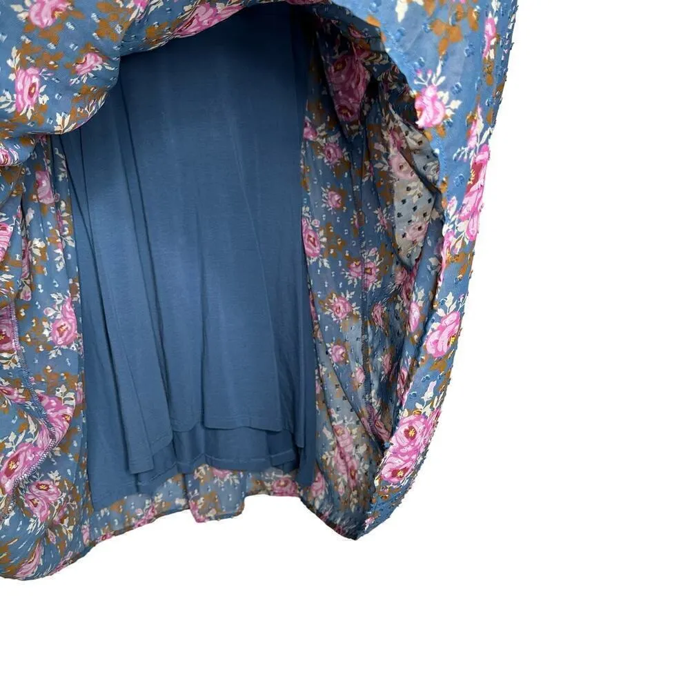 Matilda Jane Floral Long Sleeve Mini Dress Women's Blue Size XL - Image 4