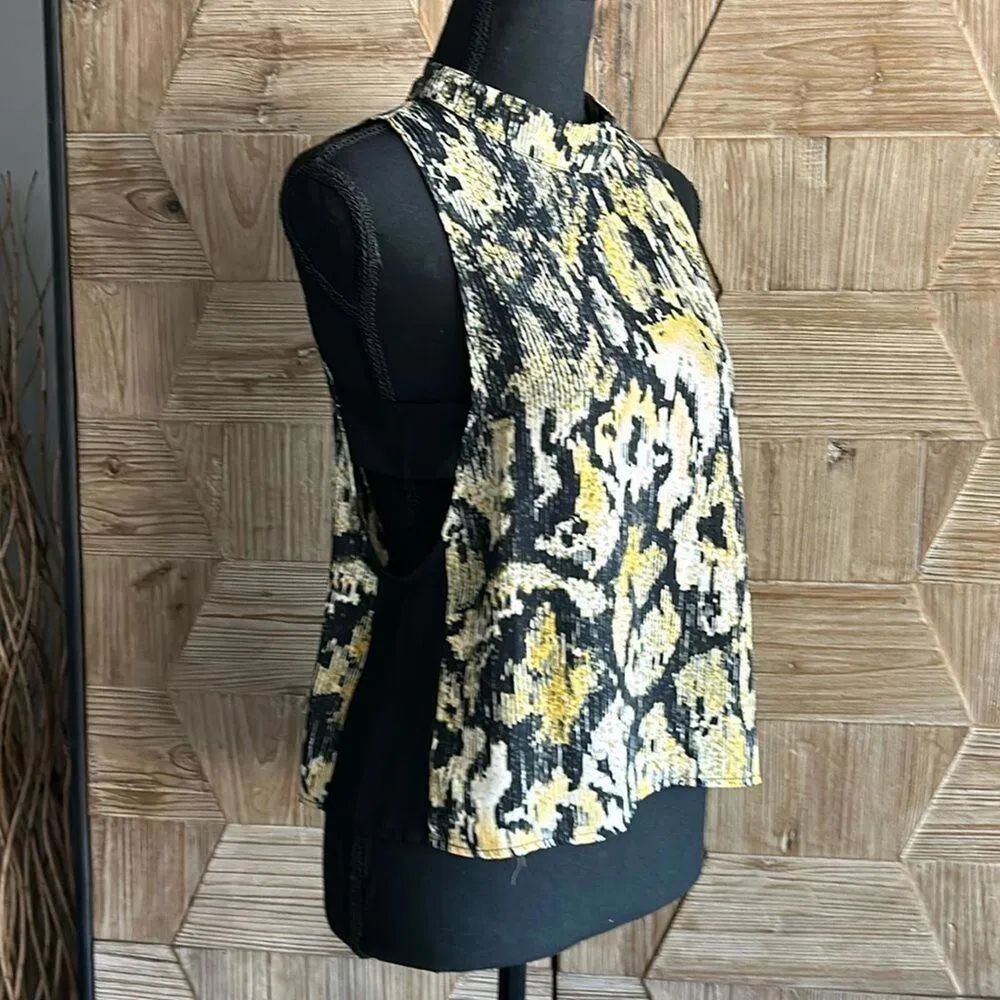 ASTR Womens Top XS Black Yellow Snake Pattern Glam - Image 3