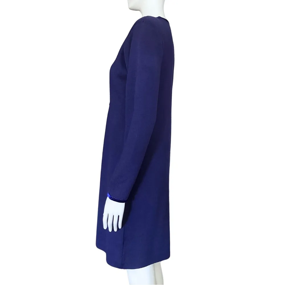 Vintage 80s 90s Blue Butterfly Beaded Sweater Dress Cardigan XS/S Grandmacore - Image 3