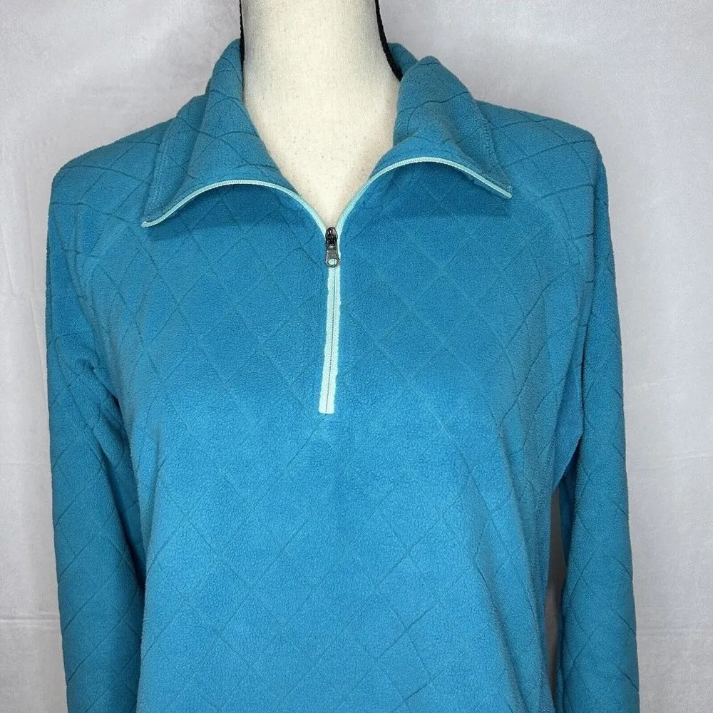 Columbia Women’s Size L Fleece 1/4 Zip Pullover Teal Quilted Lightweight - Image 2