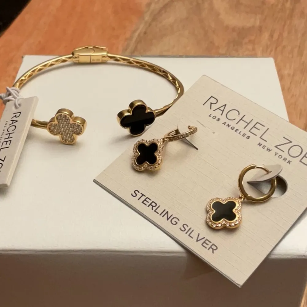 NWT Rachel Zoe Sterling Silver Clover Bracelet Set - Image 8