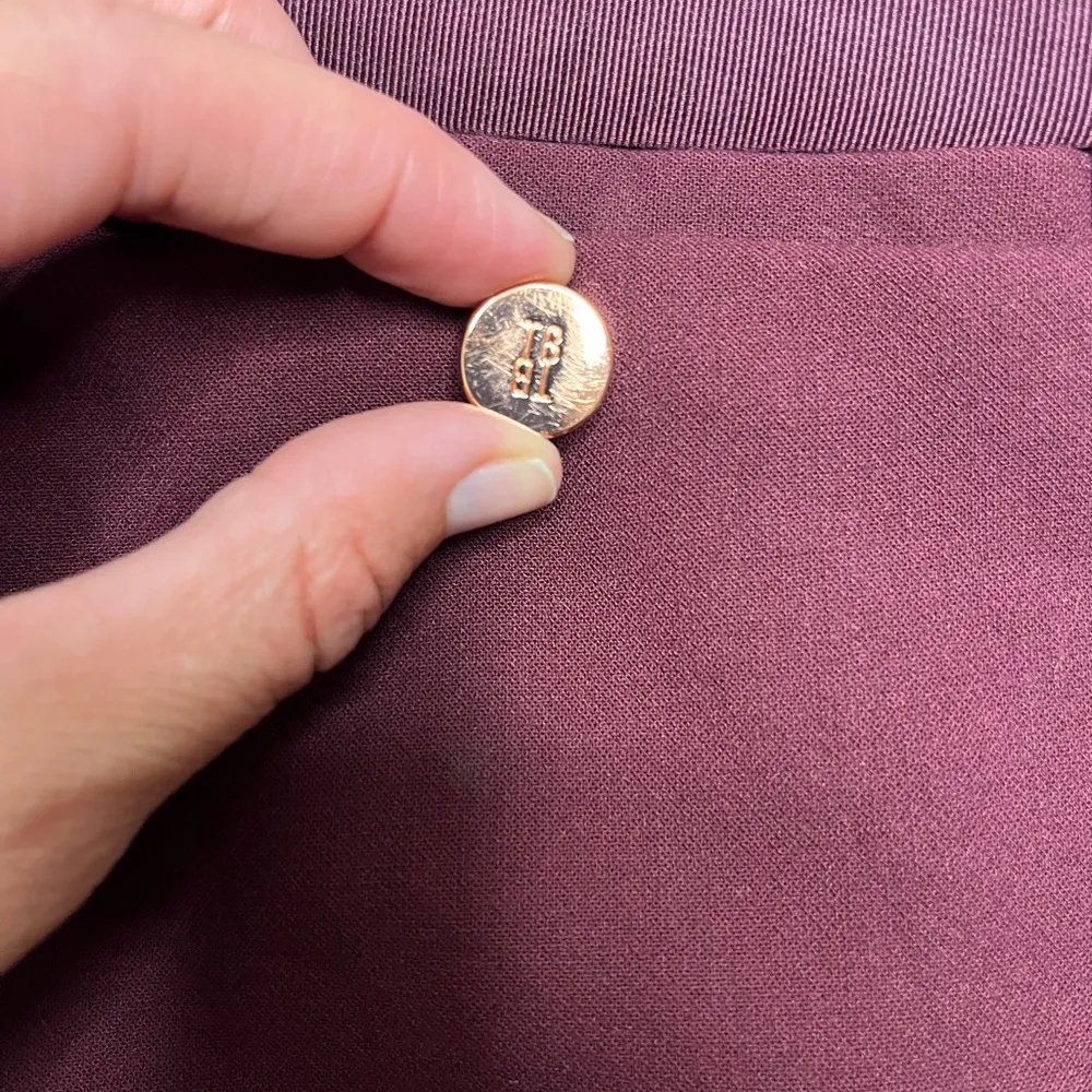 Ted Baker London Oderat Wide Leg Cropped Burgundy Pants Sz 2 - Image 7