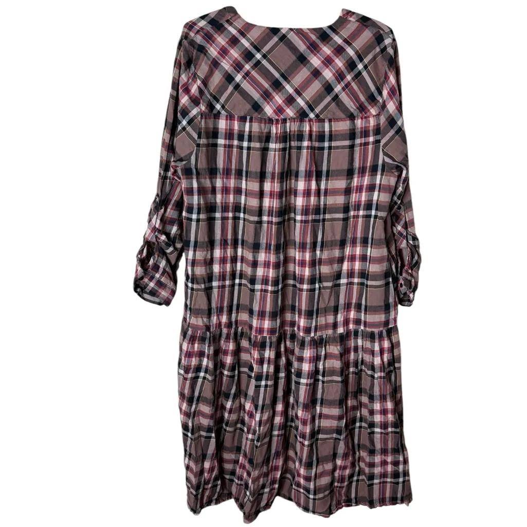 Zara Women’s Sz Large Plaid Dress Midi Length Long Sleeve Checked - Image 9