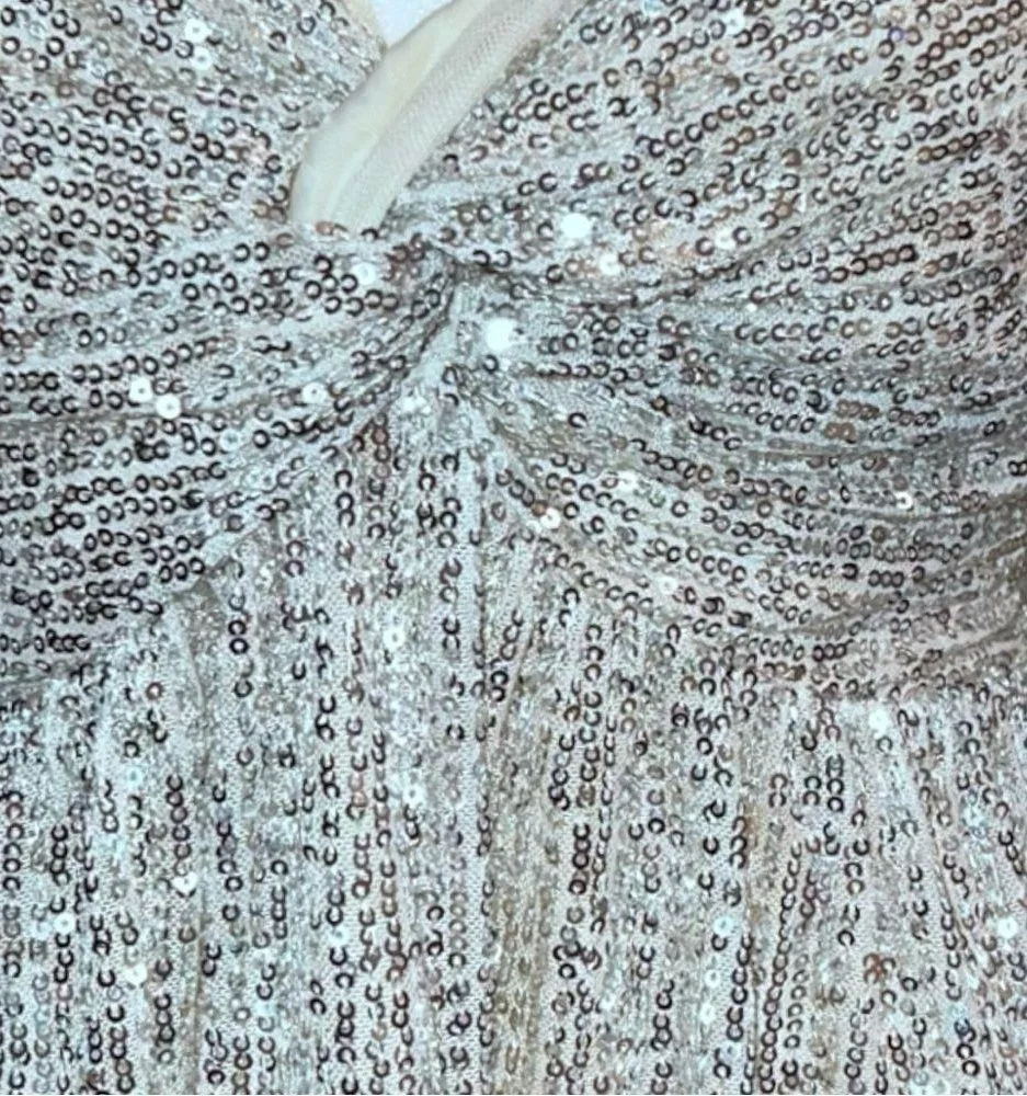 Mi Ami absolutely gorgeous silver sequined top! Silver Size M - Image 4