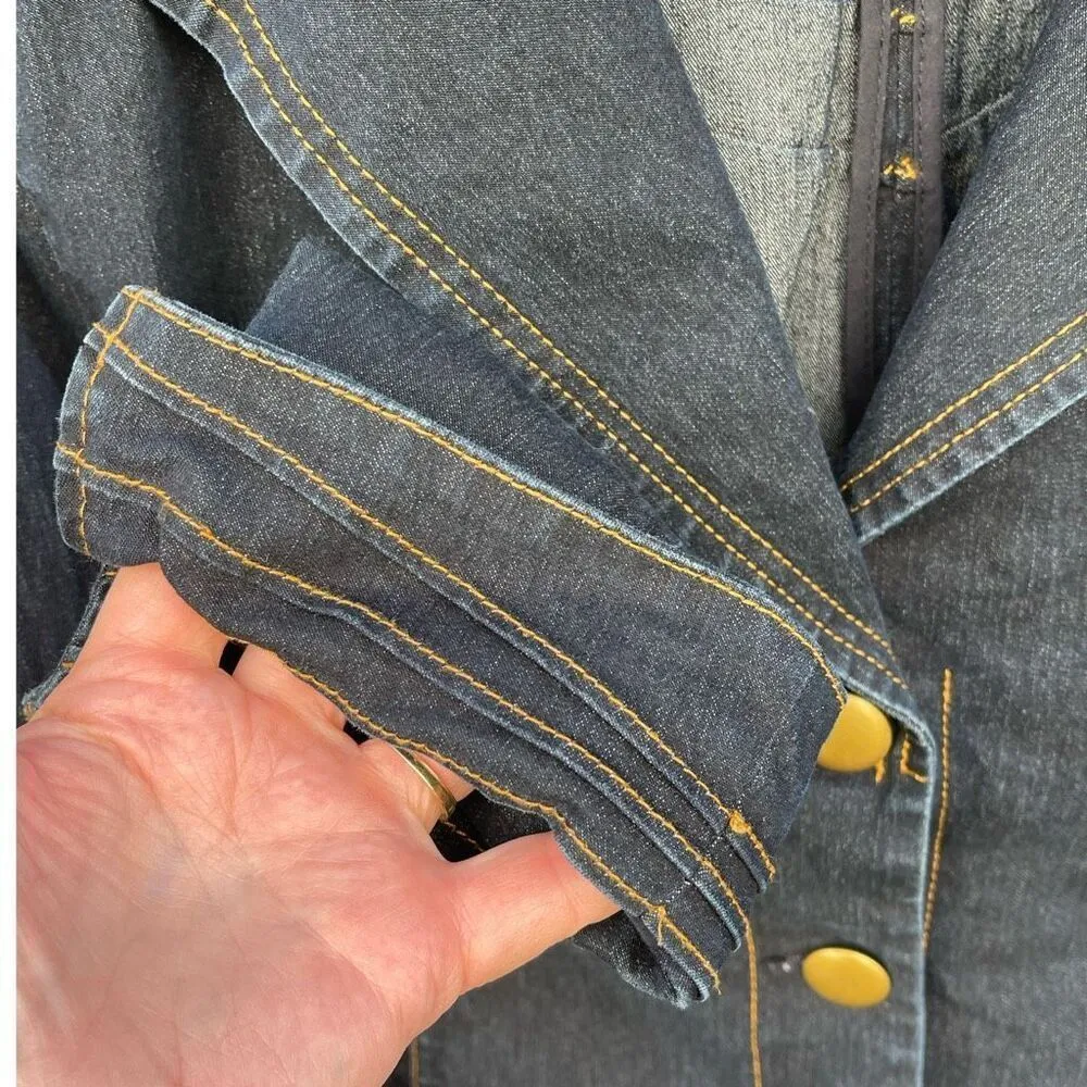 Joan Rivers size M dark wash rushed waist shoulders denim jacket. - Image 4