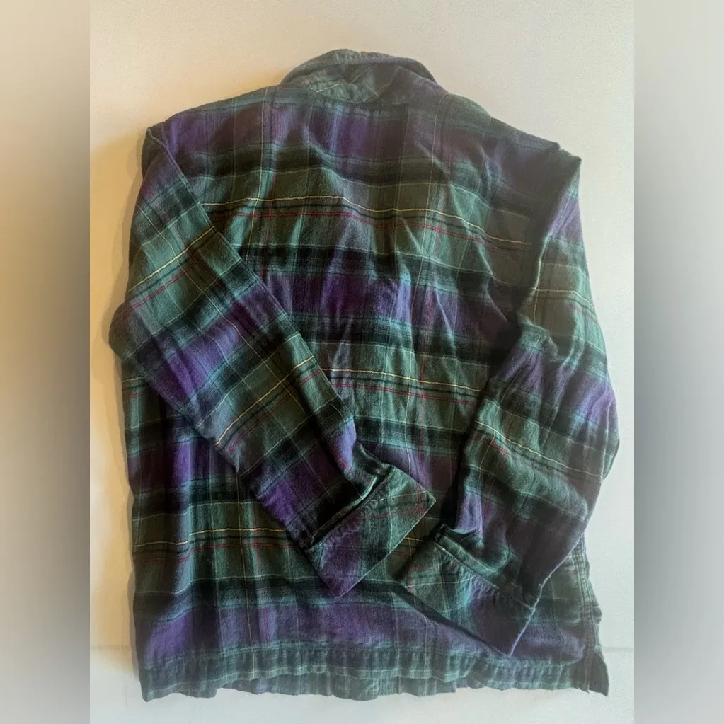 RALPH LAUREN Black Label Purple & Green Plaid Flannel Pajama Set 2 Piece Large - Image 9
