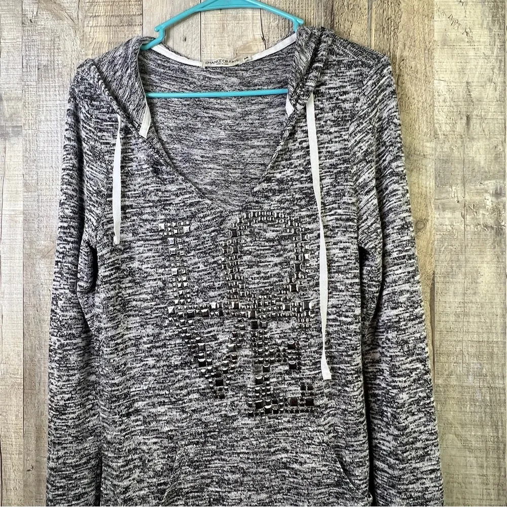 Chance or Fate Small Marled Black/White/Gray Pullover Lightweight Sweate… - Image 3