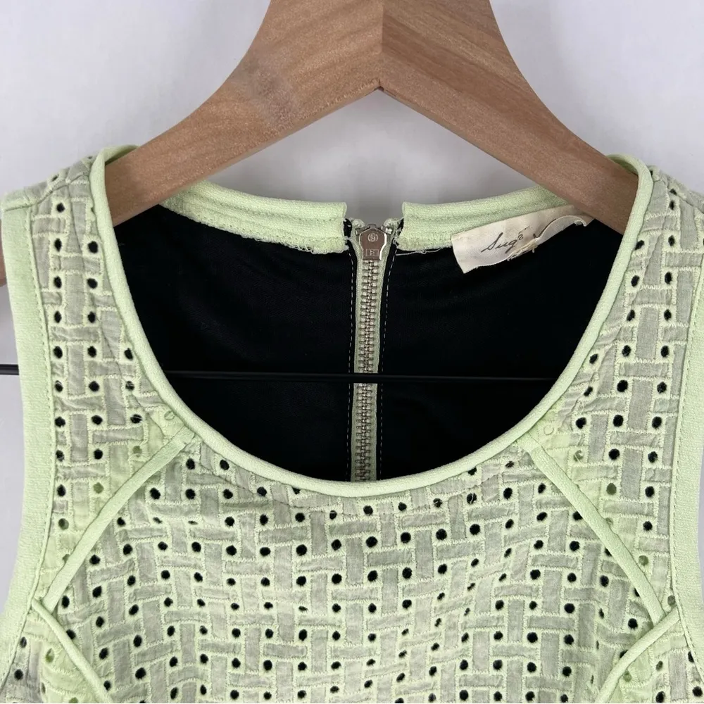Sugar Lips Cotton Mint Green Eyelet Tank Top Exposed‎ Zipper Back Feminine - Image 2