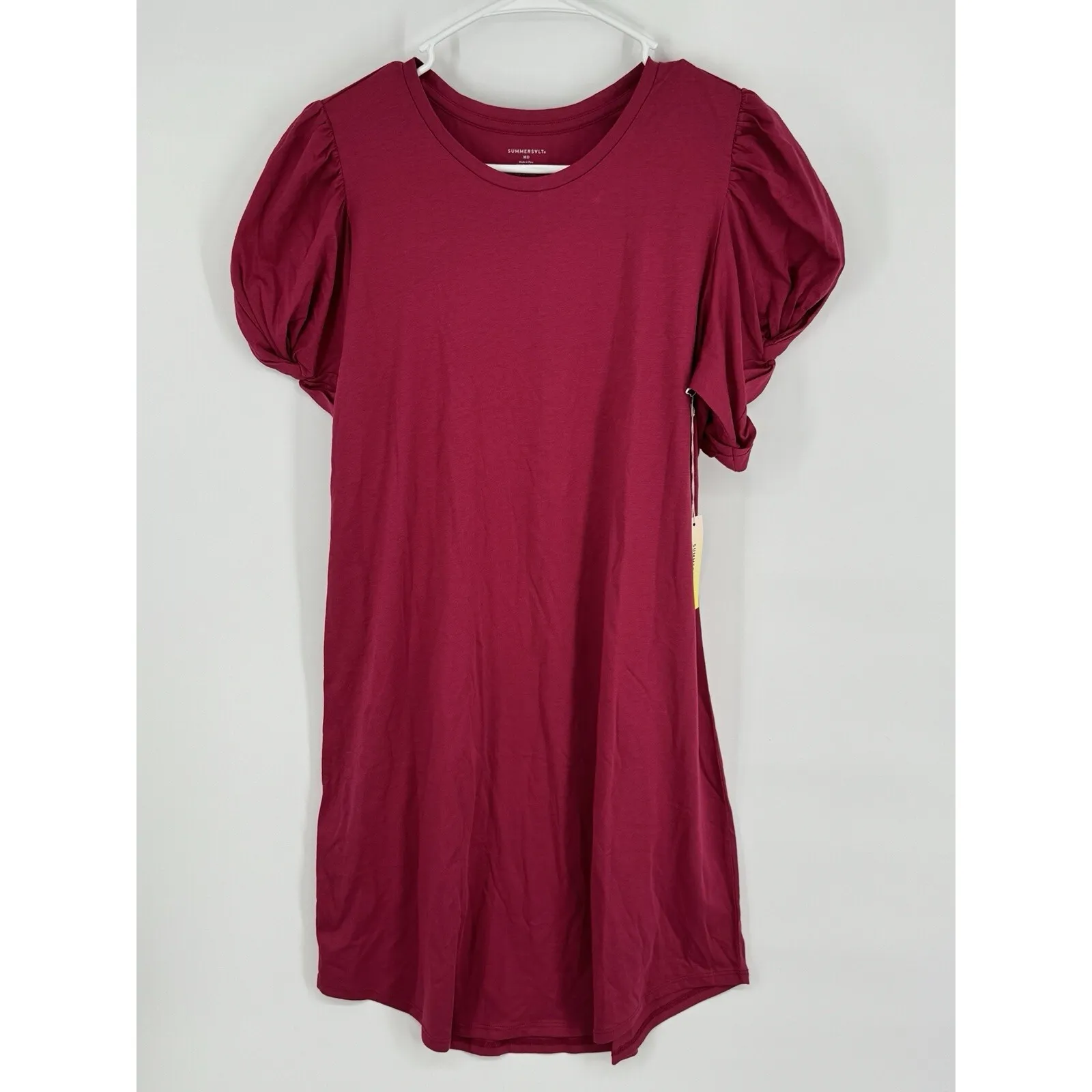 Summersalt The Luxe Pima Twist-Sleeve T-Shirt‎ Dress Size Medium  Dark Rose - Image 3
