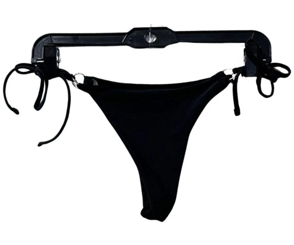 SHEIN Women's Black Side Ring Tie Bikini Sz L - Image 2