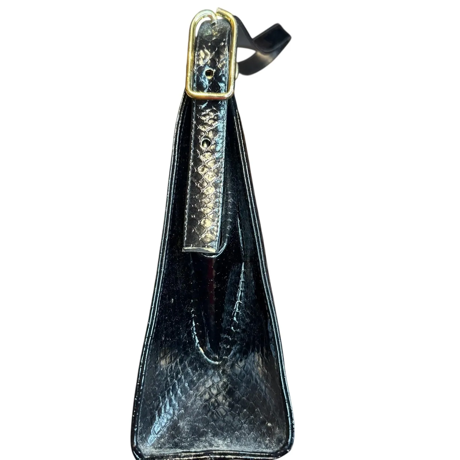 Vintage Town & Country Purse Womens Faux Snakeskin Structured Top Handle 60s Han - Image 5