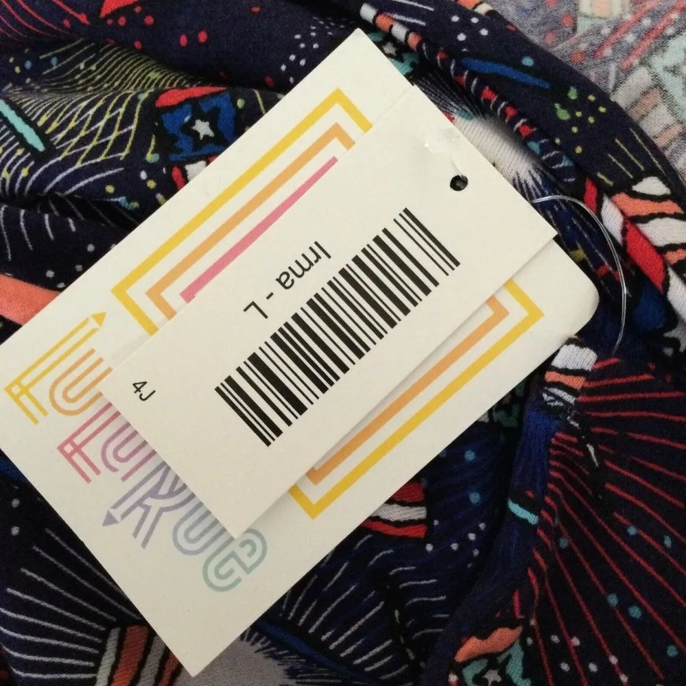 Lularoe Womens Irma Tunic Tee Top Size L Patriotic July 4th Fireworks Blue USA - Image 5