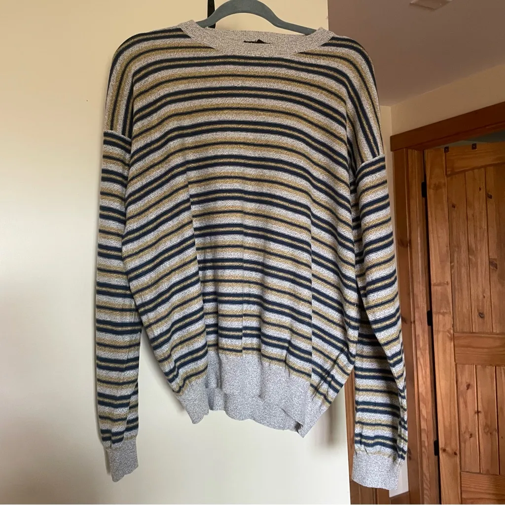 90s Vintage Barneys New York Oversized Retro Grunge Striped Crewneck Sweater L - Image 4