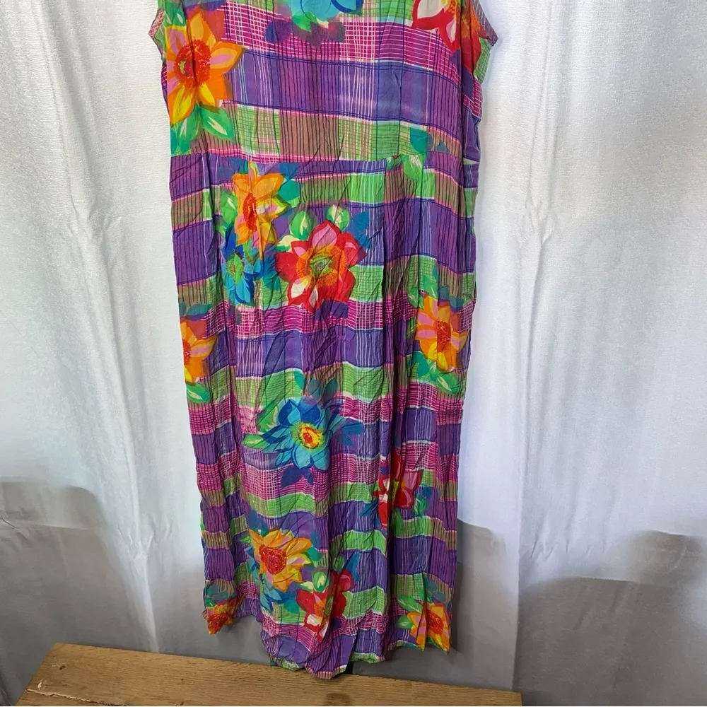 Vintage Jams world floral Hawaiian midi dress size small vacation beach made USA - Image 3
