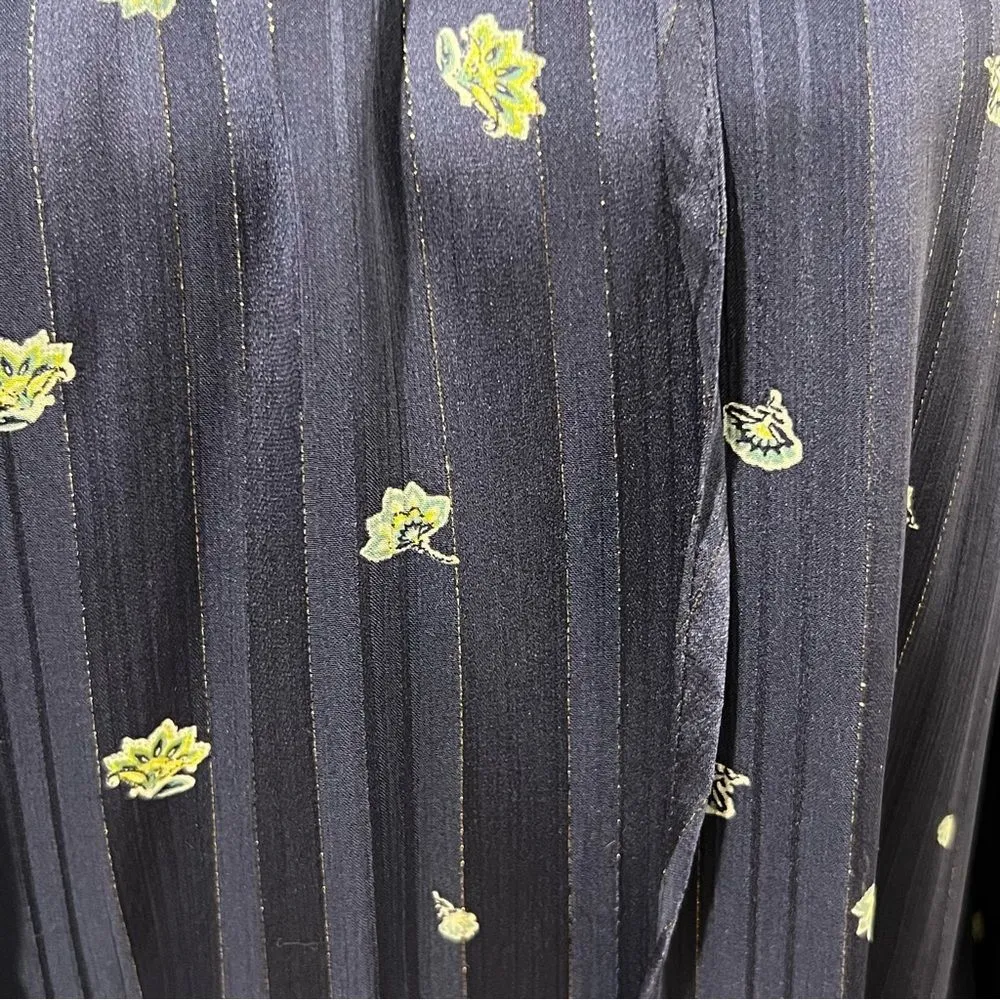 Anthropologie Fig Flower Womens Peasant Top Size L Cottage Dark Fairy Whimsical Blue Size L - Image 10