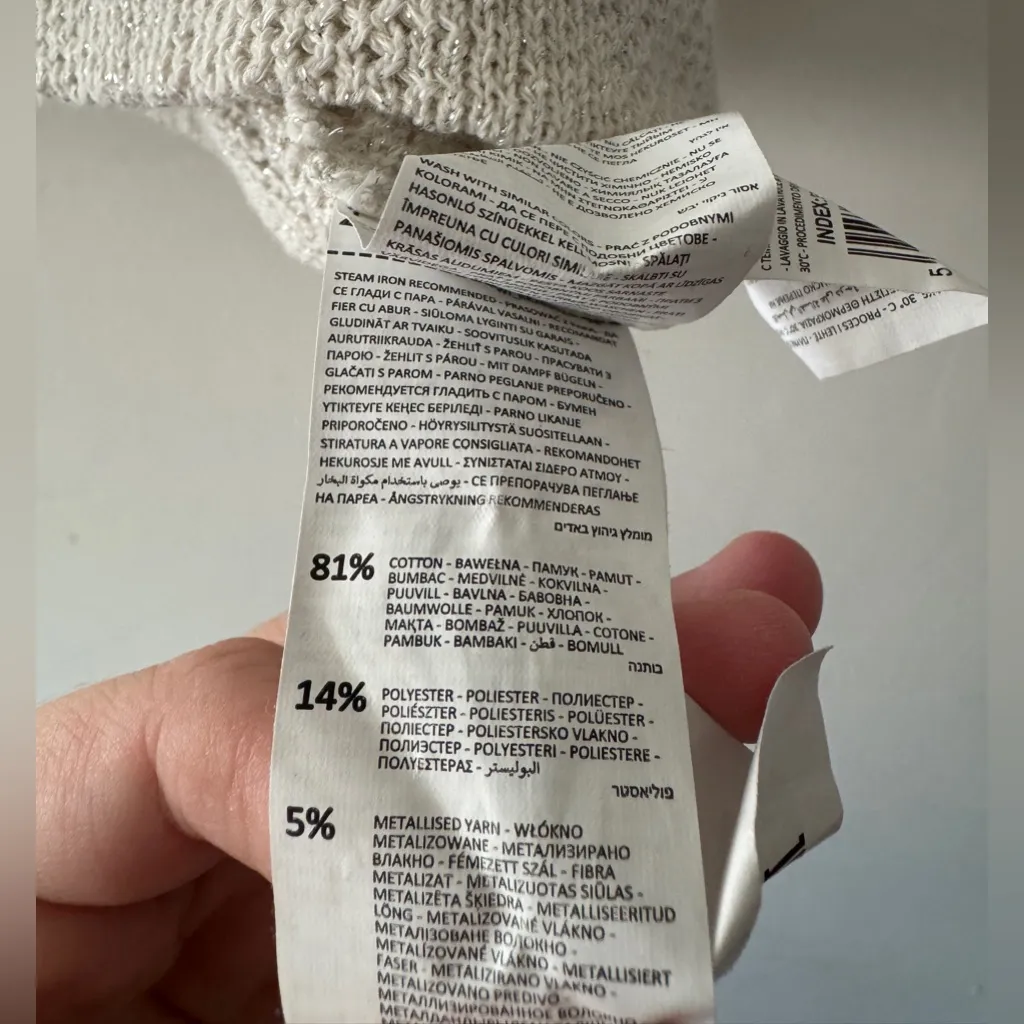 Reserved Cream Knit Crop Top With Metallic Effect - Image 9