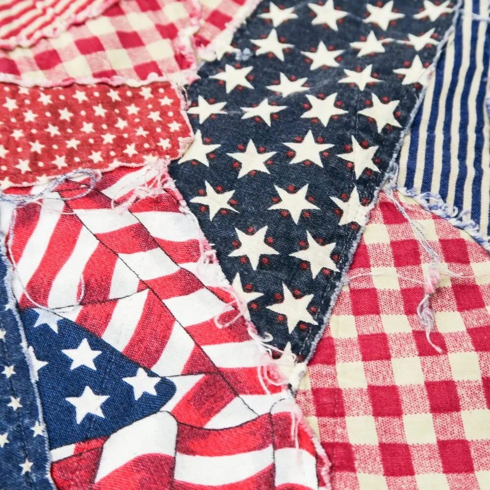 Jerzees Vintage 9/11 Firefighter Patriotic Patchwork Quilted Jacket - Image 10