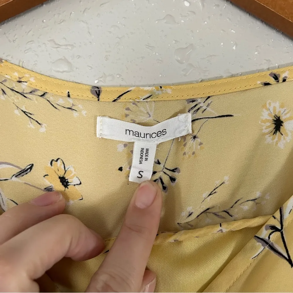 🦋 Maurices Yellow Floral Sleeveless Mini Dress Casual Spring Small - Image 2