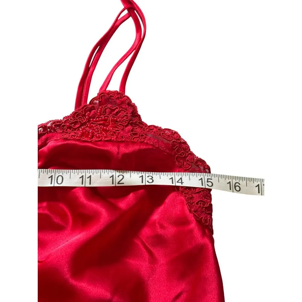 Victoria’s Secret Gold Label Red Lace Sheer Nightie Beaded Romantic Sexy READ - Image 8