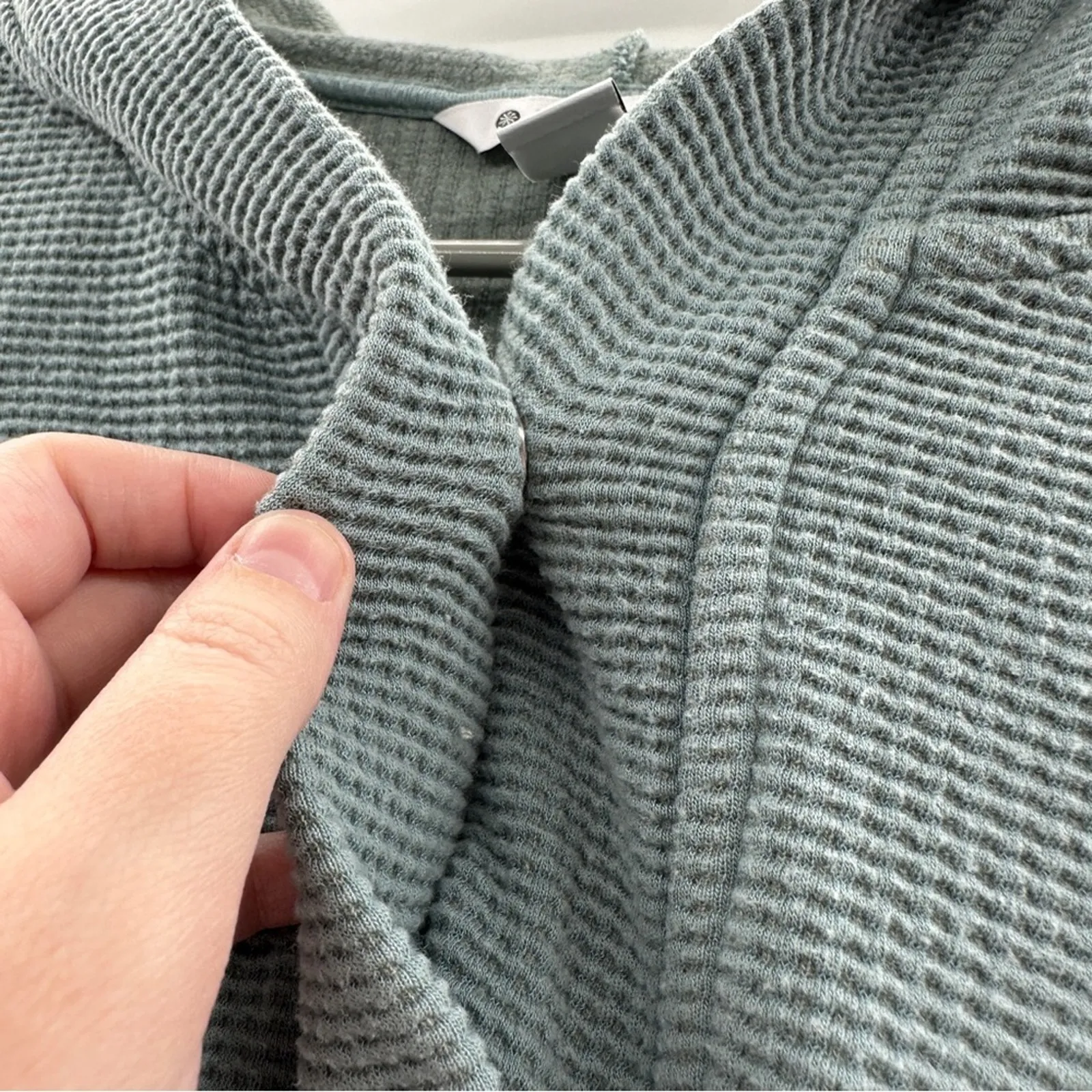 Athleta Coaster Luxe Waffle‎ Hoodie Long Sleeve Sweatshirt in Seafoam Green Sz L - Image 5