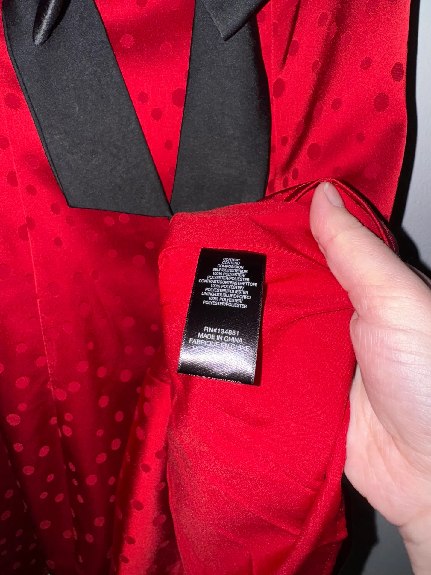 NWT  Dot Jacquard Satin Mini Dress XS Red - Image 5