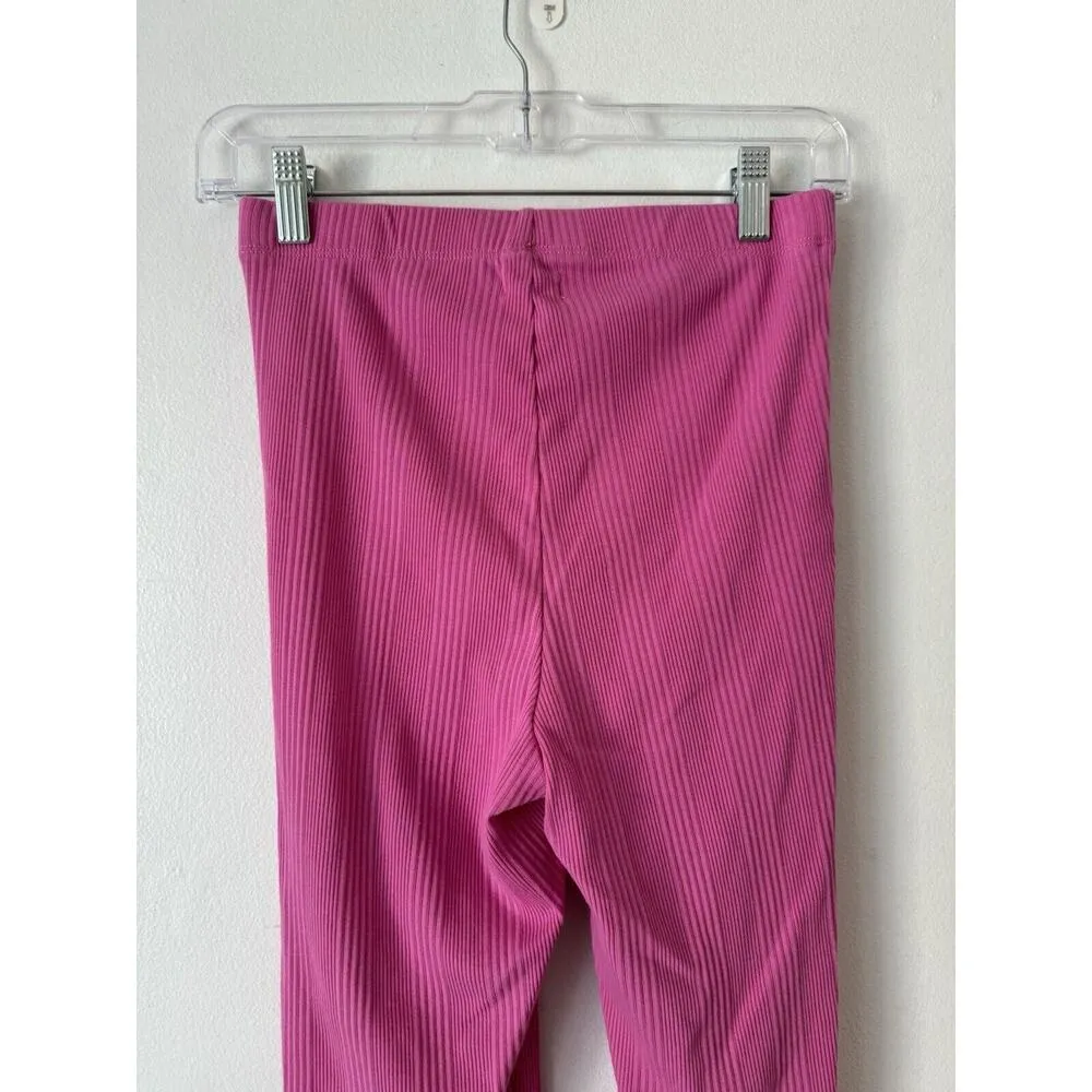 Aerie Barbie Pink Ribbed High Waisted Flare Leg Loungewear Sweatpants Size XS - Image 6