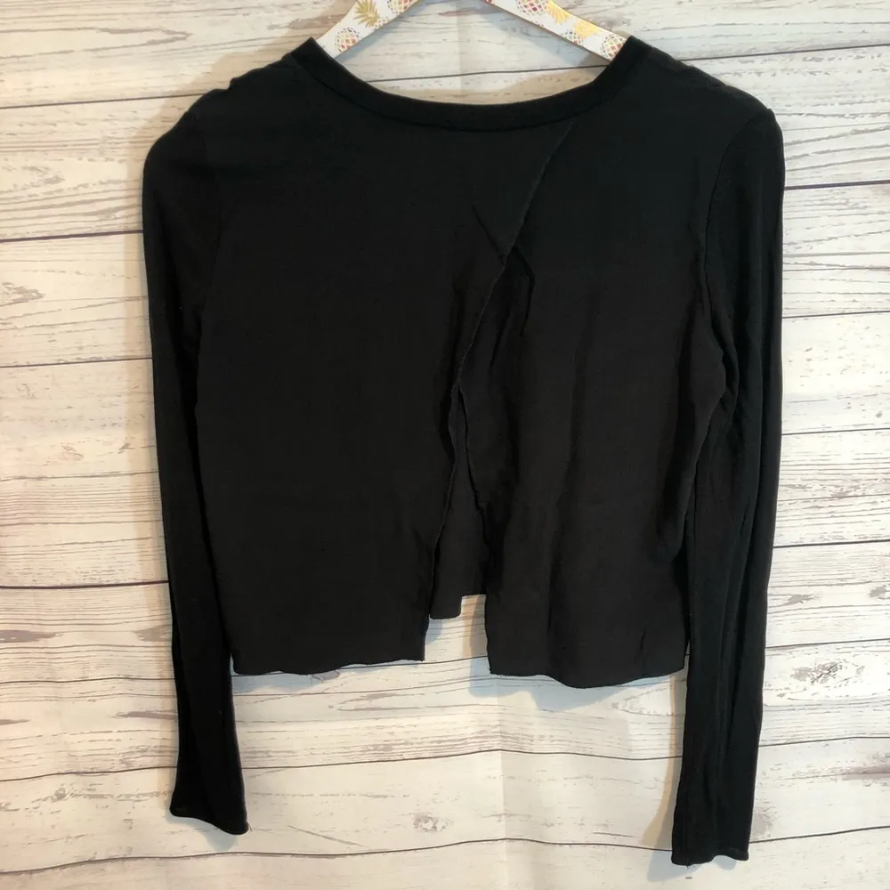 Aritzia Wilfred Silk Crop Open Back Black blouse - Image 2
