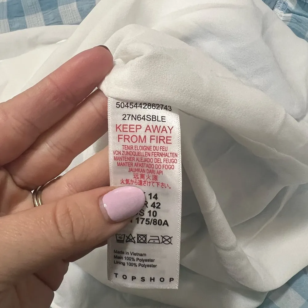 NEW Topshop Blue Gingham Smocked Tiered Midi Skirt Size 10 US $68 - Image 7