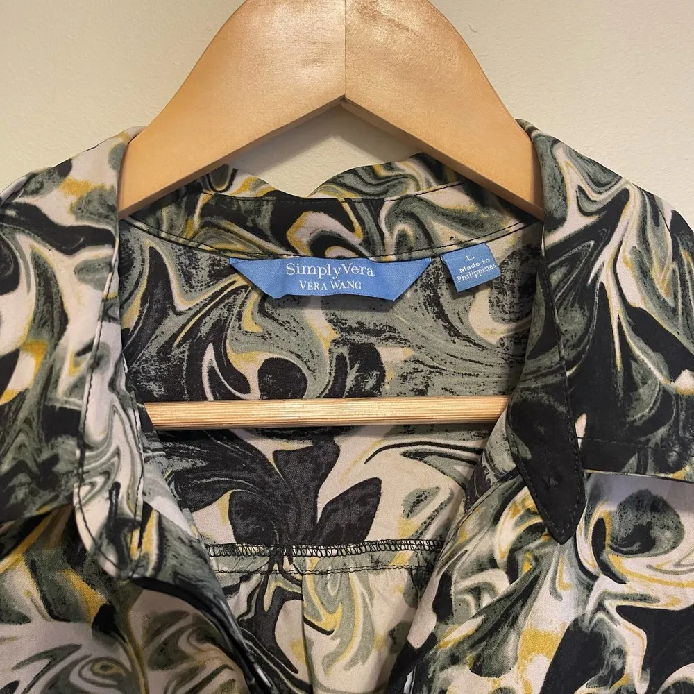 Simply Vera Vera Wang Green Swirl Sleeveless Dress Size L - Image 3