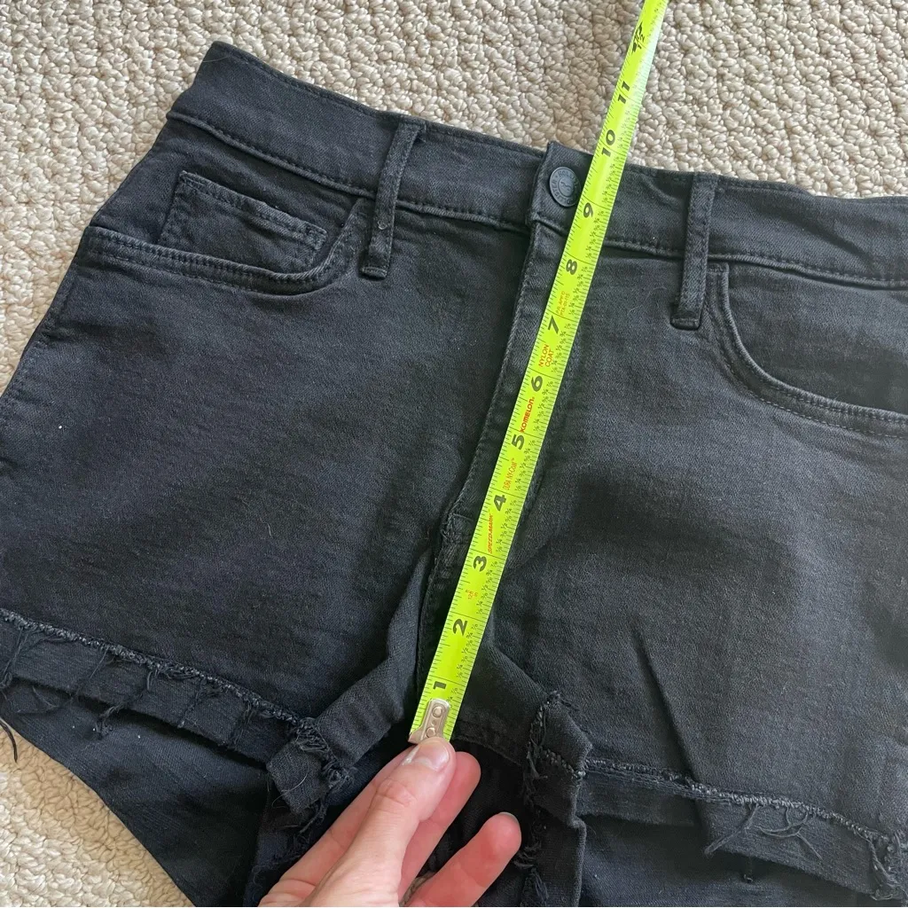 Hollister Advanced Stretch High Rise Short Short Black Denim Rolled Hem 26 - Image 6