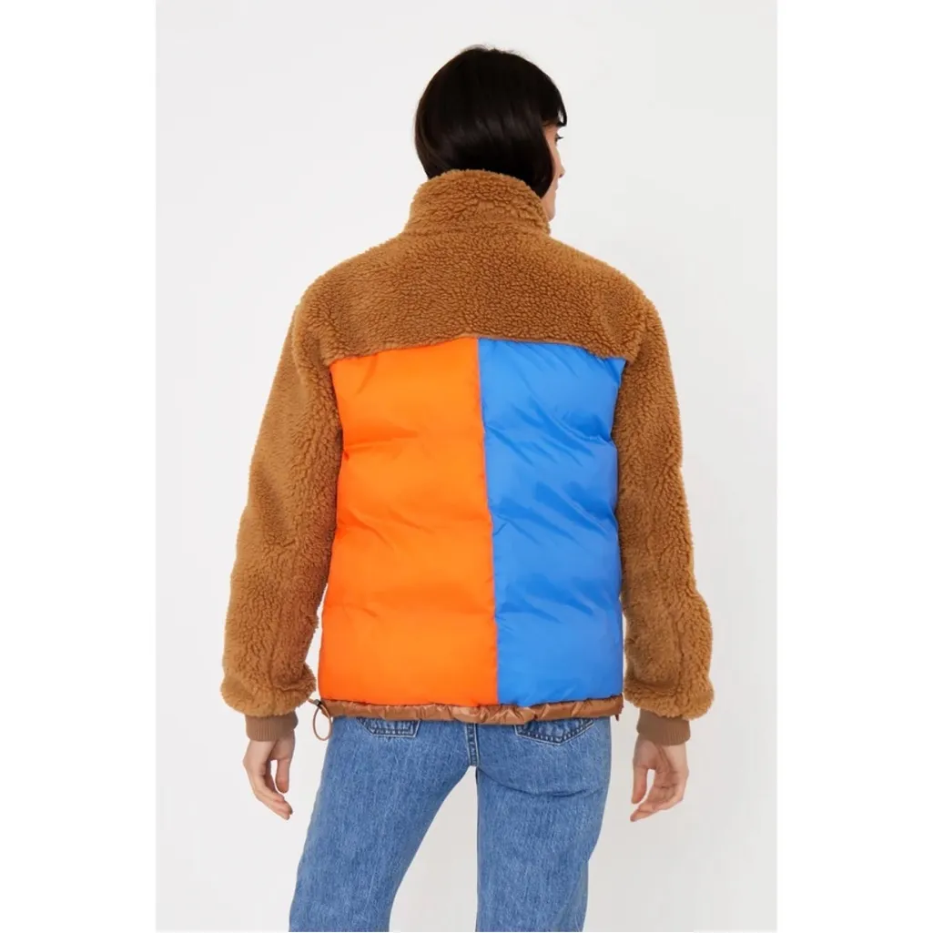Kule Krispie Colorblock Fleece Jacket Chestnut Brown/Multi Poly Orange Blue Med Multiple - Image 7