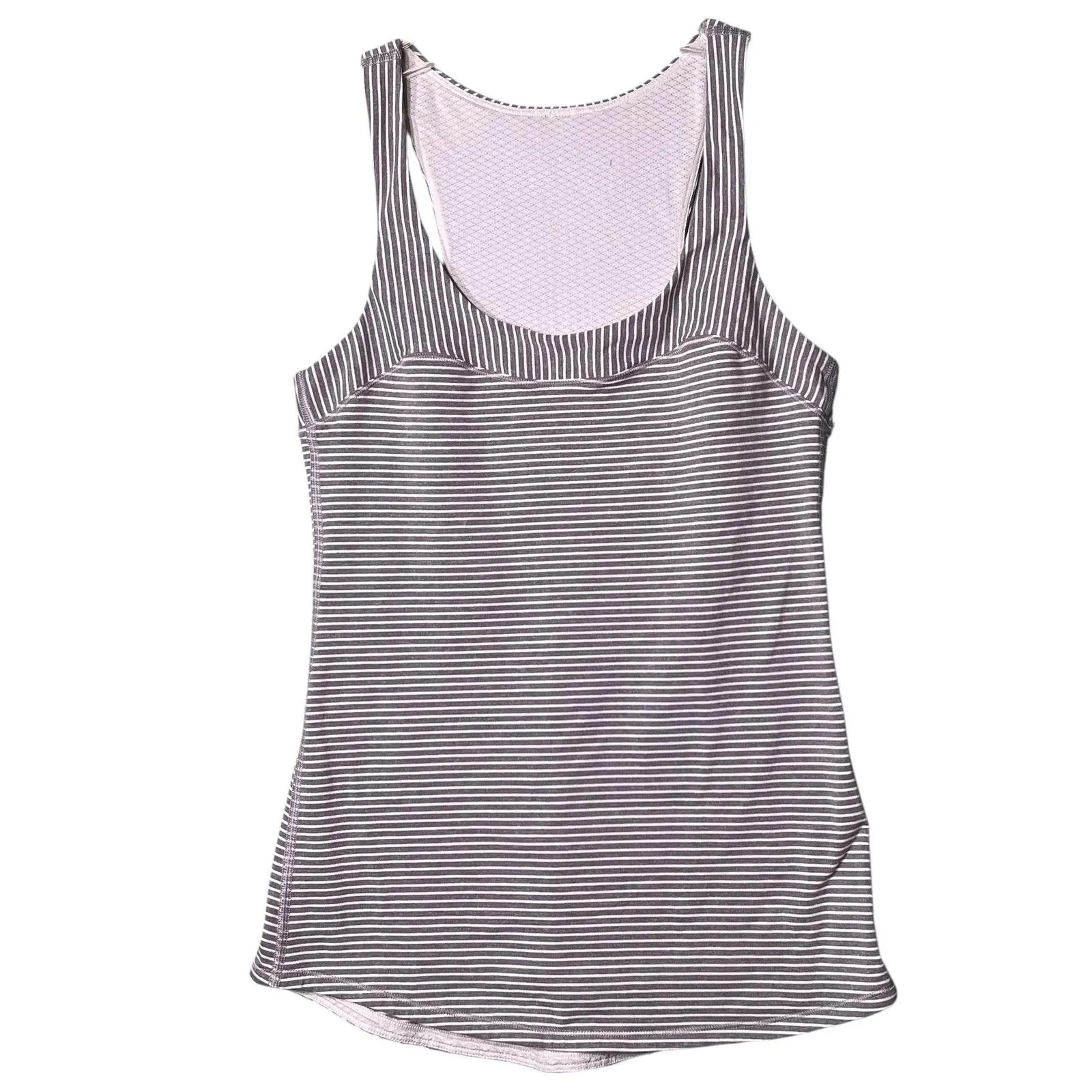 Lululemon Racerback Tank Top Womens Small Gray White Striped Athletic Yoga Gym - Image 2
