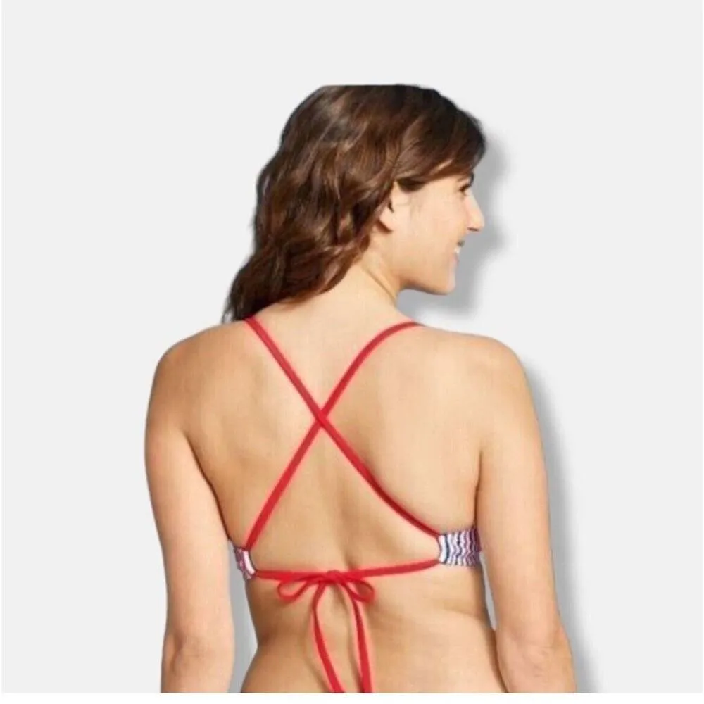 Xhilaration Red White & Blue Striped Bikini Top Women’s XS NWT - Image 2