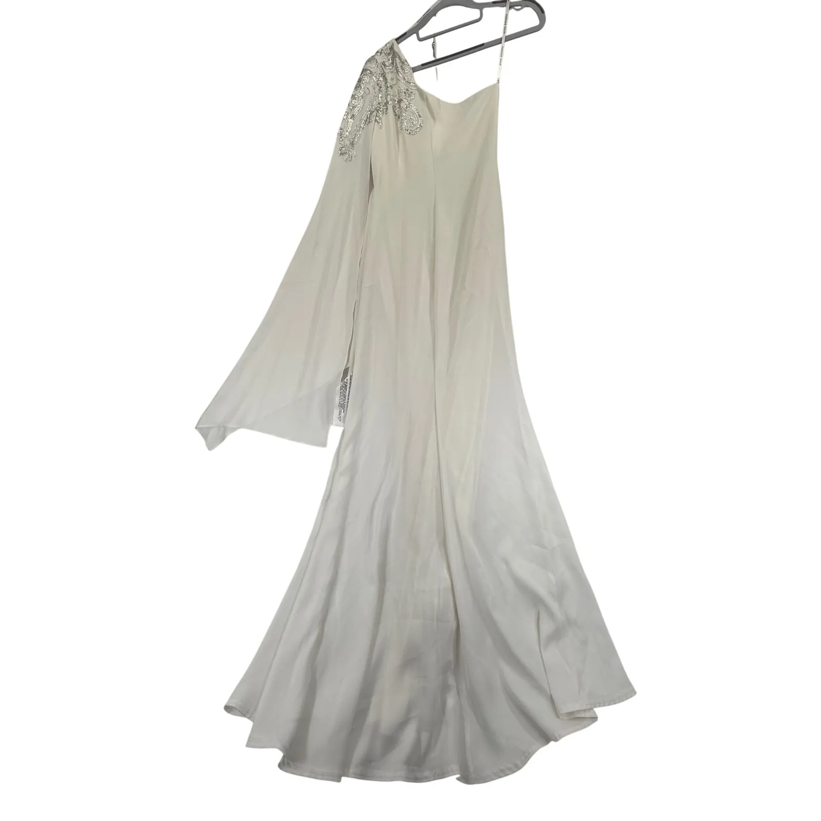 Tadashi‎ Shoji Dress Gown Size 2 Silver Sequin One Shoulder Formal - Image 9