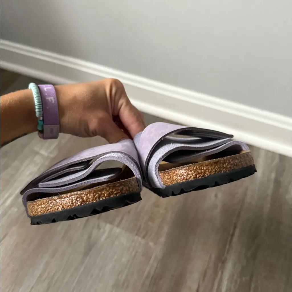 Birkenstock Oita Sandals Suede Purple Fog Light Purple Strappy Birks Size 39 - Image 3