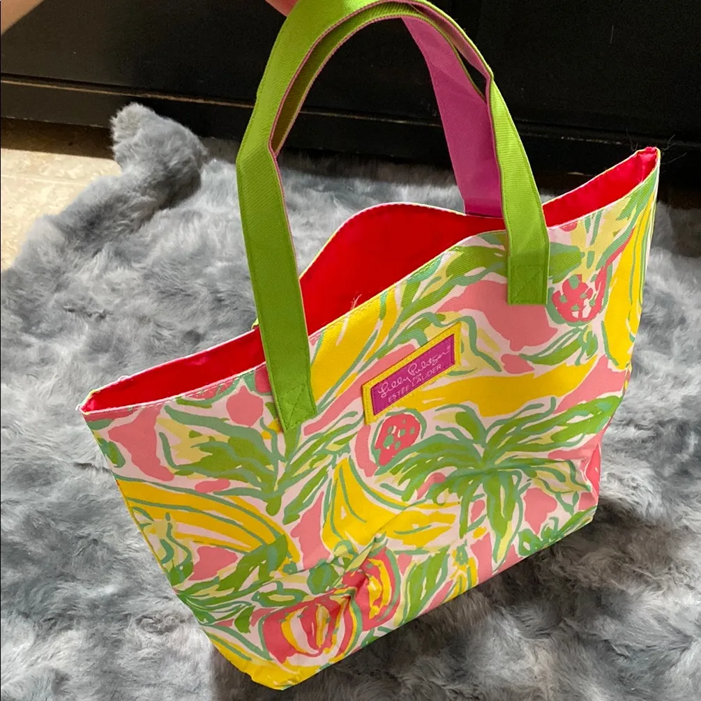 Lilly Pulitzer Pink and Green Tropical Tote Bag NWOT - Image 5