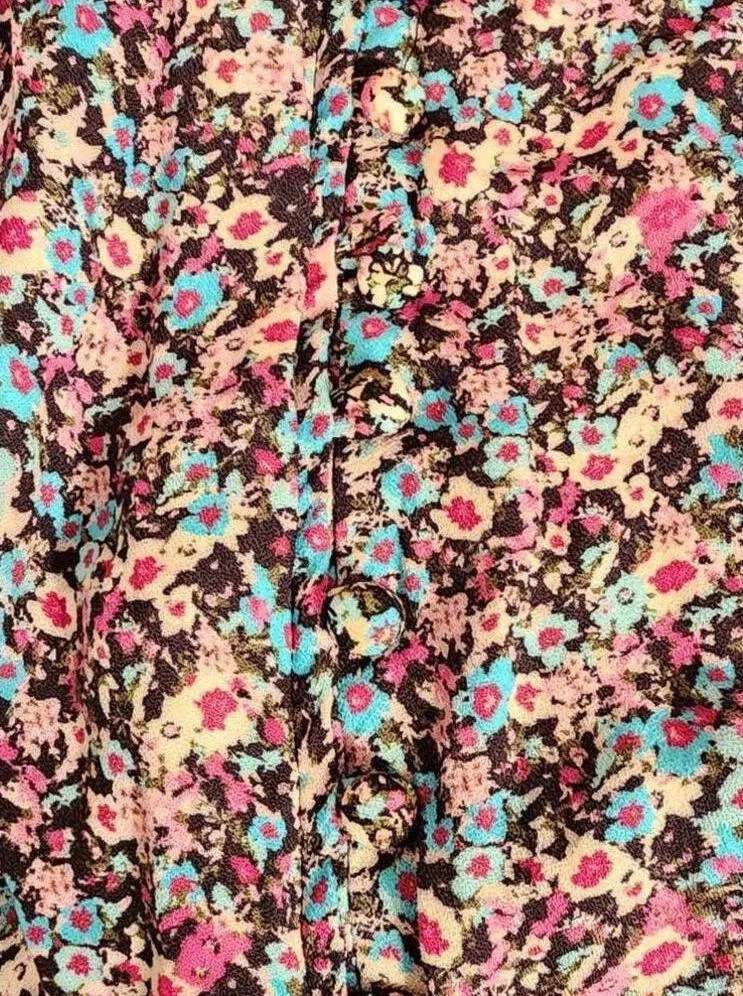 AFRM Nordstrom Floral Long Sleeve Bodysuit Black Multi XS NEW - Image 7