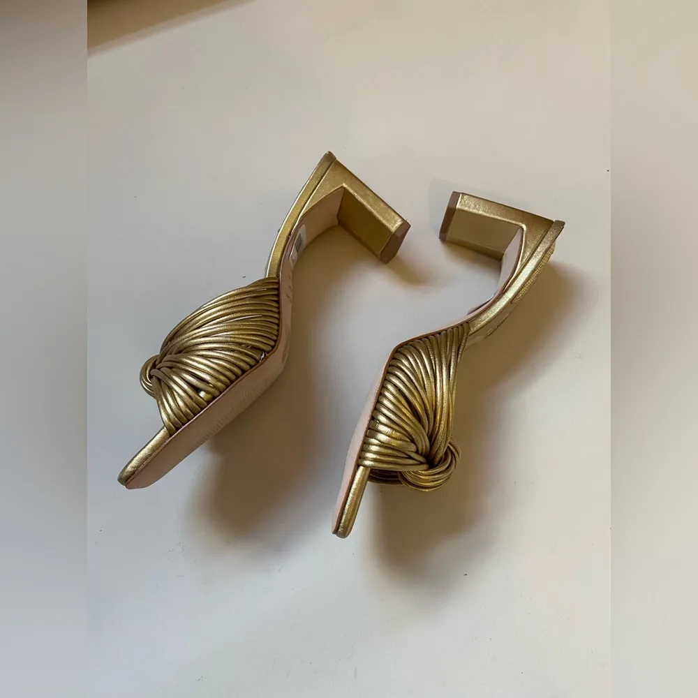 Leather Gold Knot Slip On Heels - Image 6