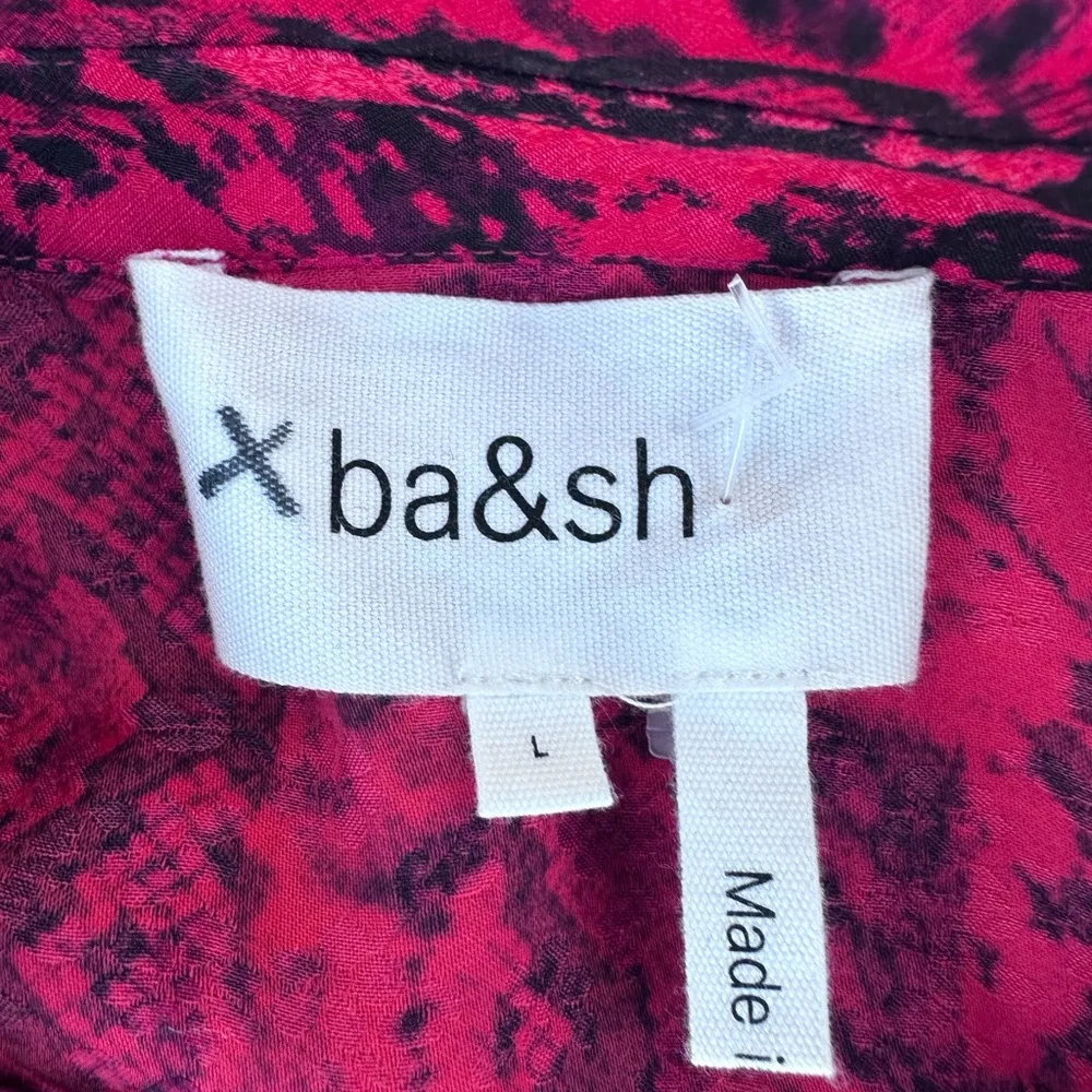 ba&sh WOMENS large Red and Black Snake Print Blouse long sleeve 100%viscose - Image 6