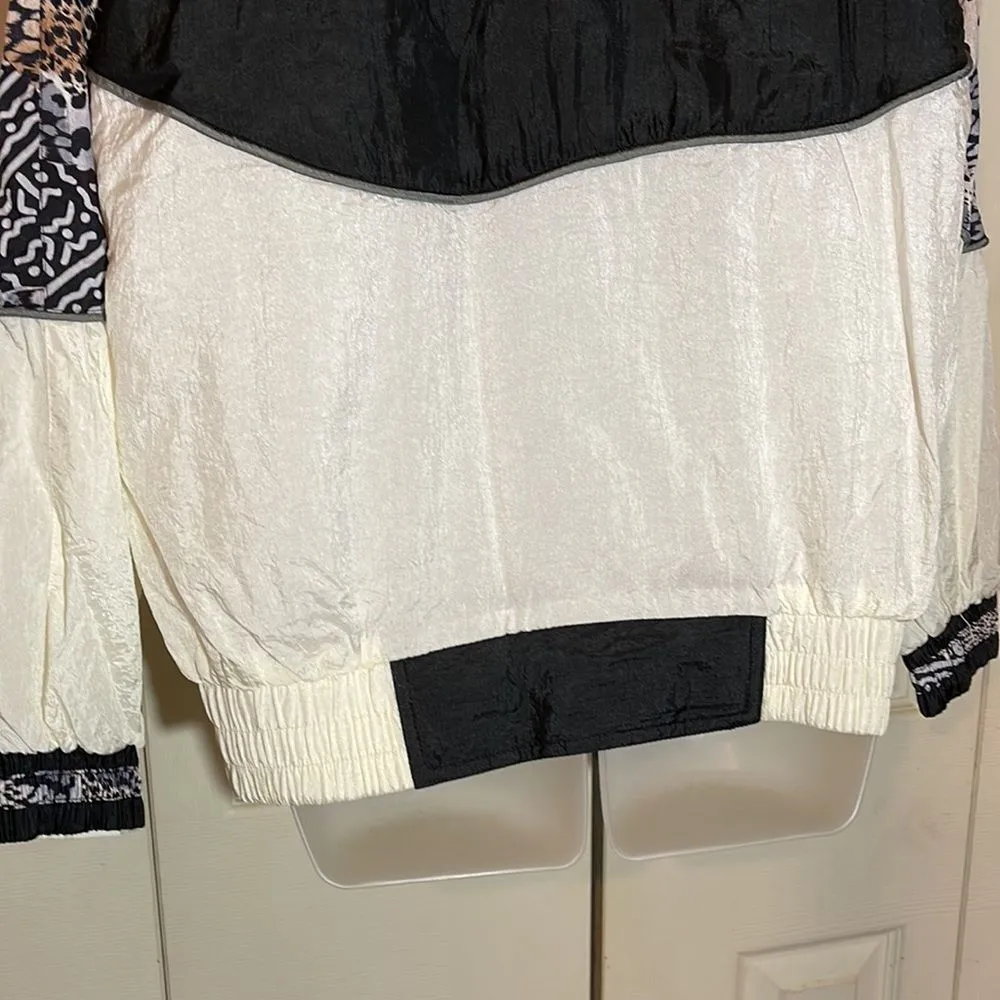 Vintage Ville Franche 1990s Colorblock Windbreaker Jacket Animal Print M Size M - Image 13