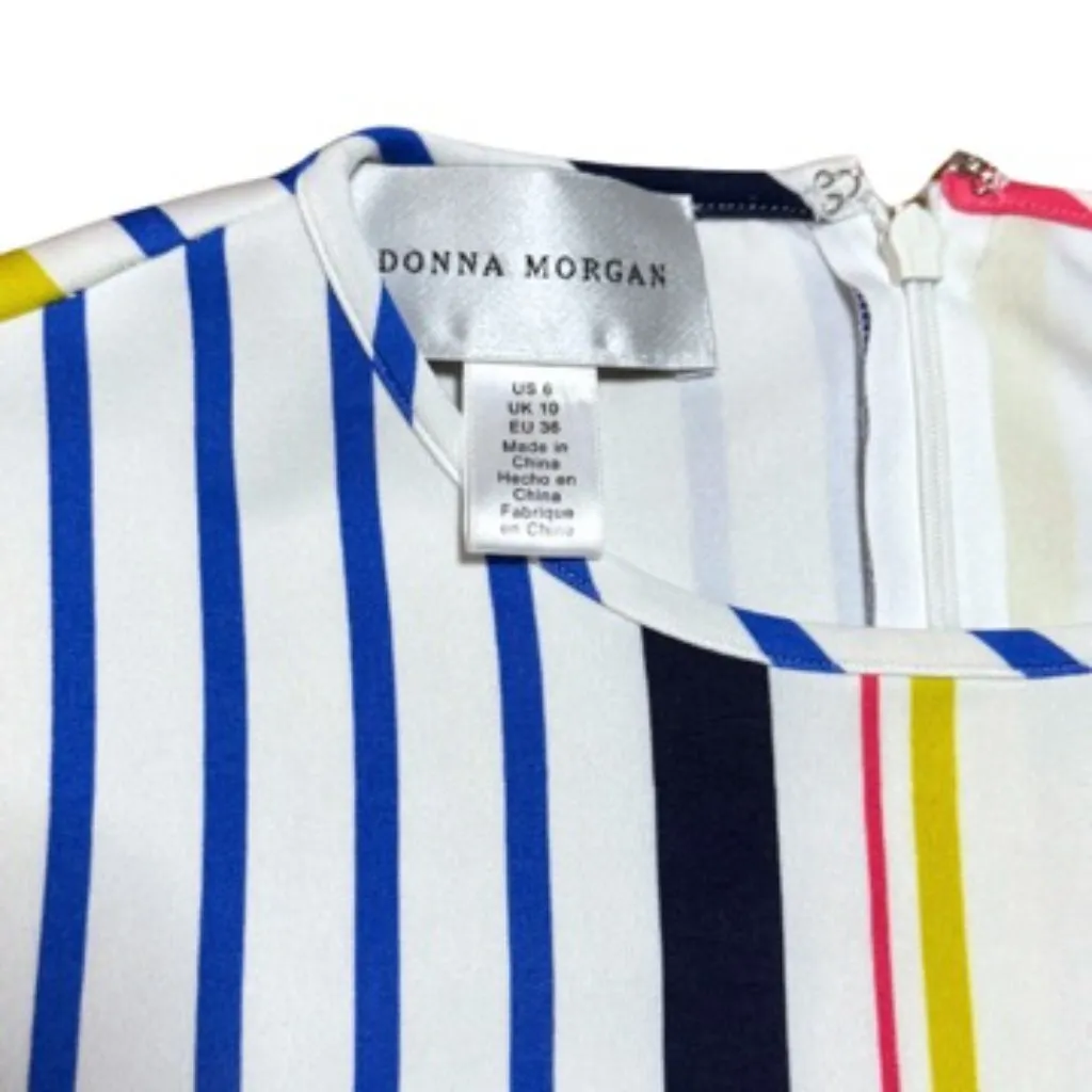 Donna Morgan Abstract Geometric Striped Vintage Style Dress Size 6 - Image 3