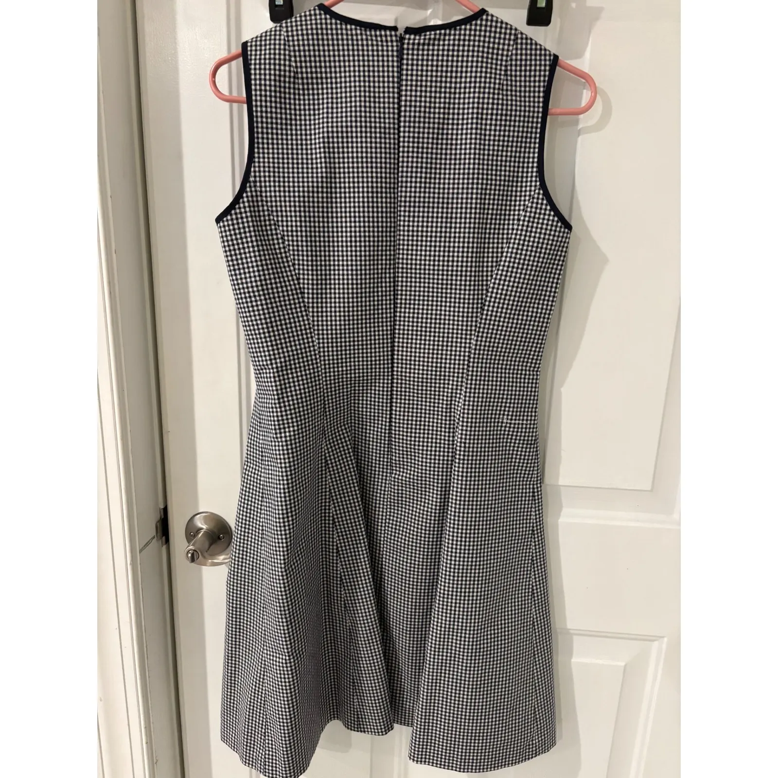 Brooks Brothers Navy‎ White Gingham Sleeveless Dress Career Sz 4 - Image 4