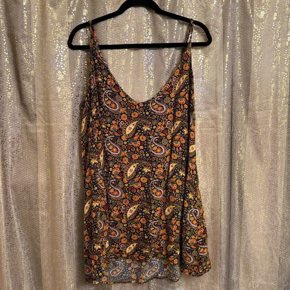 Shyanne Colorful Blue Red Yellow Paisley Floral Mini Dress/Top Large - Image 2