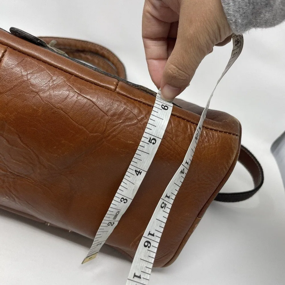 Crossbody Tote Bag Cognac Brown Leather Handbag - Image 14