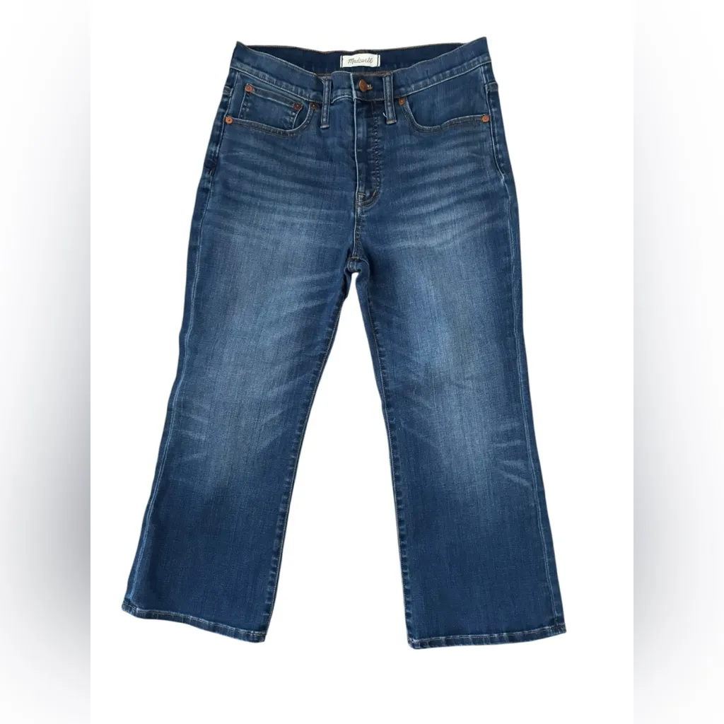 Madewell Crop Cali Demi Kick Boot Jean Sz 30X22 Short Medium Wash Cotton Stretch - Image 3