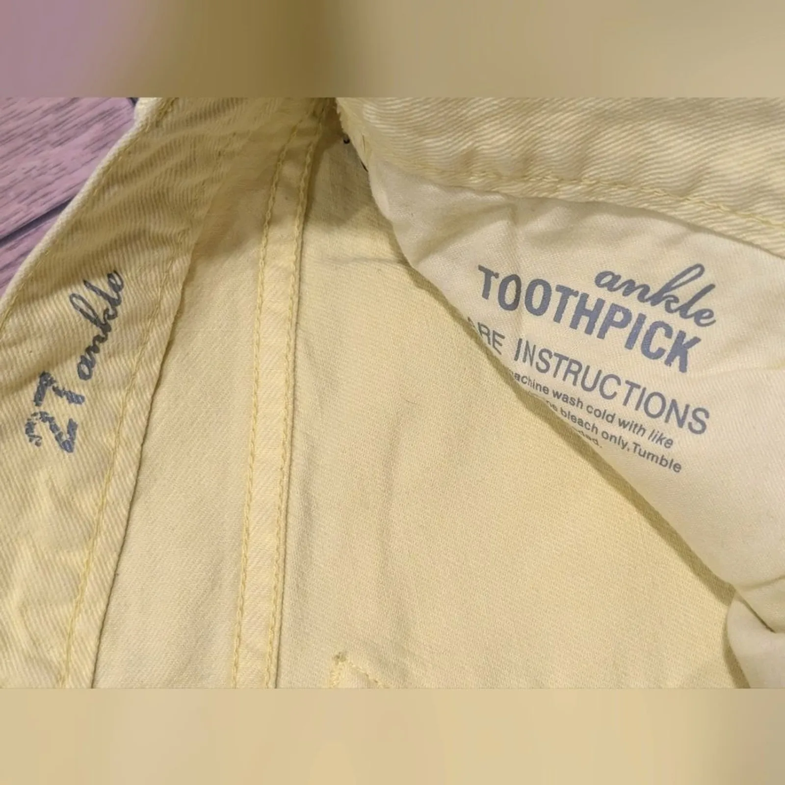 J.Crew‎ Toothpick Jeans Womens 27 Ankle Lemon Yellow Skinny Straight - Image 4