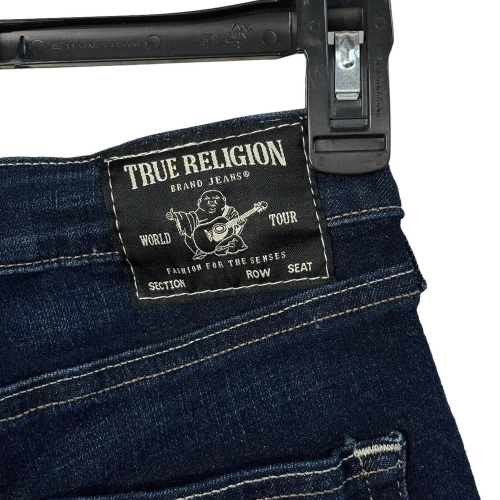 True Religion SZ 26 Jennie Curvy Jean Shorts Mid-Rise Cuffed Stretch Dark Wash - Image 5